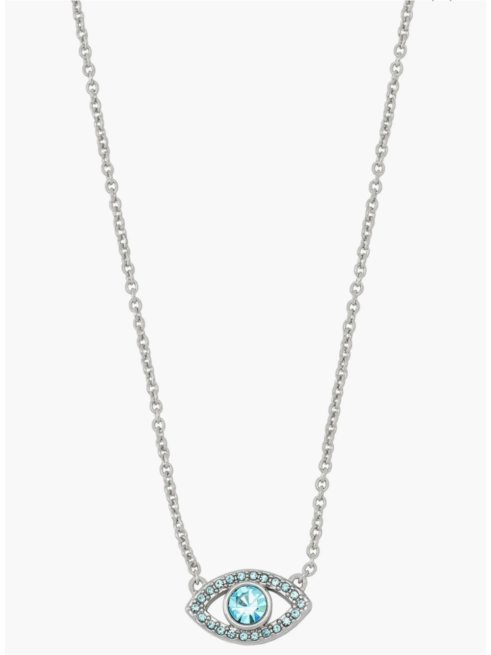 Kurt Geiger Silver Necklace with Light Blue Evil Eye Pendant